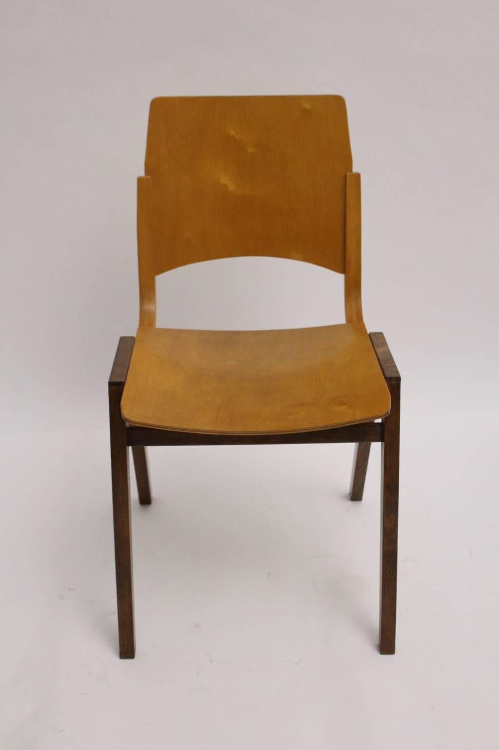 Mid Century Modern Vintage Chairs P7  by Roland Rainer Austria, 1952 Set of Six For Sale 1