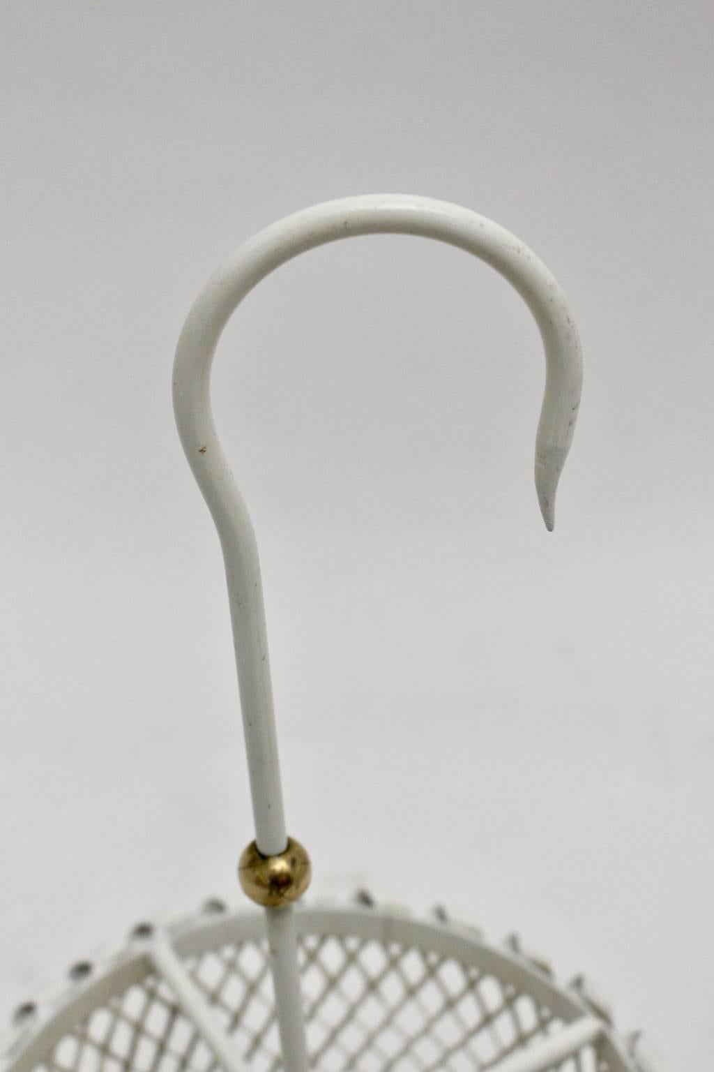 White Metal Umbrella Stand by Mathieu Matégot, France, 1950s In Good Condition In Vienna, AT