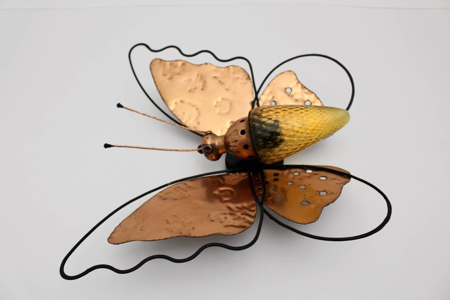 Mid Century Modern Metal Wall Light Butterfly Mid-Century Modern Austria, 1950s In Good Condition For Sale In Vienna, AT