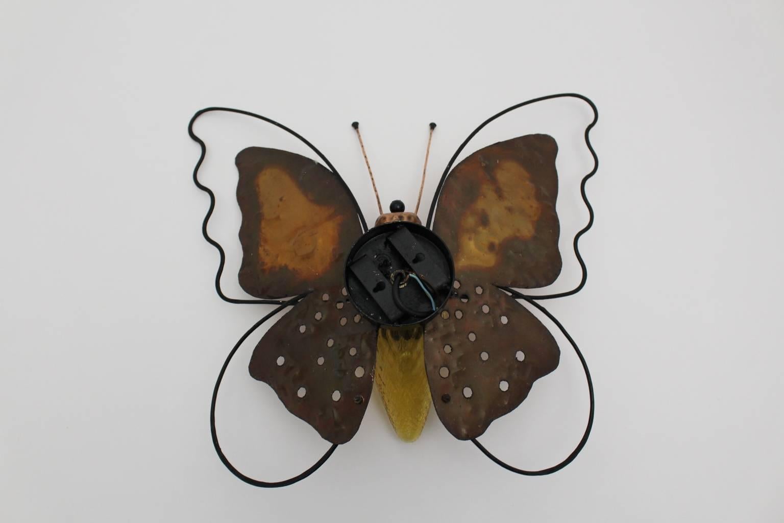 Mid Century Modern Metal Wall Light Butterfly Mid-Century Modern Austria, 1950s For Sale 4