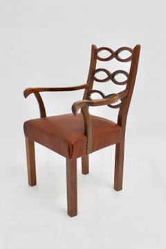 Art Deco Era Vintage Walnut Armchair by Hugo Gorge Vienna, circa 1925
