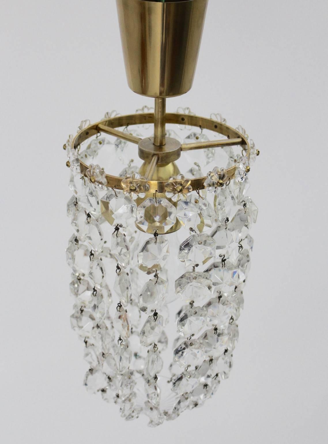 Mid-Century Modern Mid Century Modern Crystal Glass Chandelier by Bakalowits & Soehne Vienna, 1950s For Sale