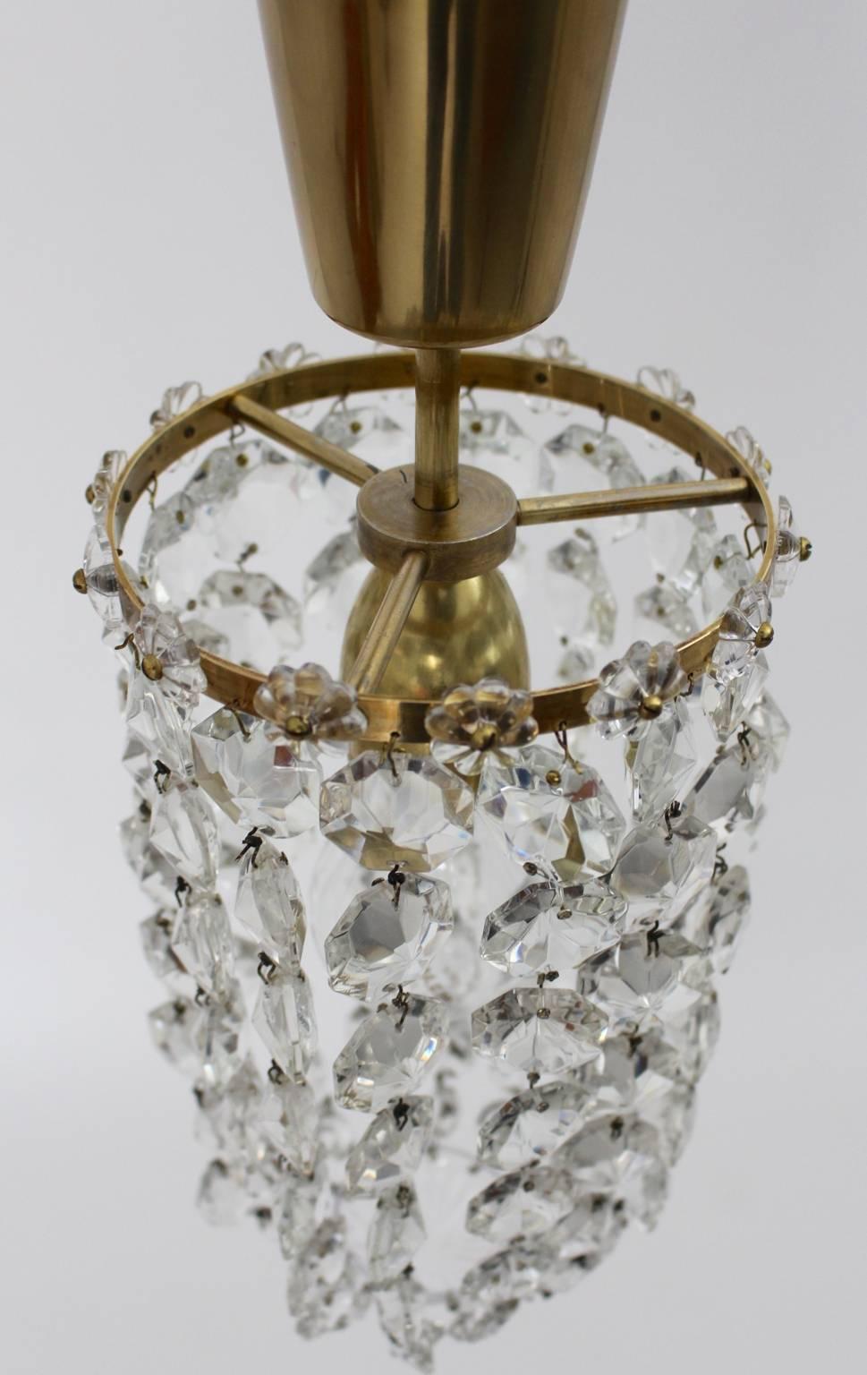 Mid-20th Century Mid Century Modern Crystal Glass Chandelier by Bakalowits & Soehne Vienna, 1950s For Sale