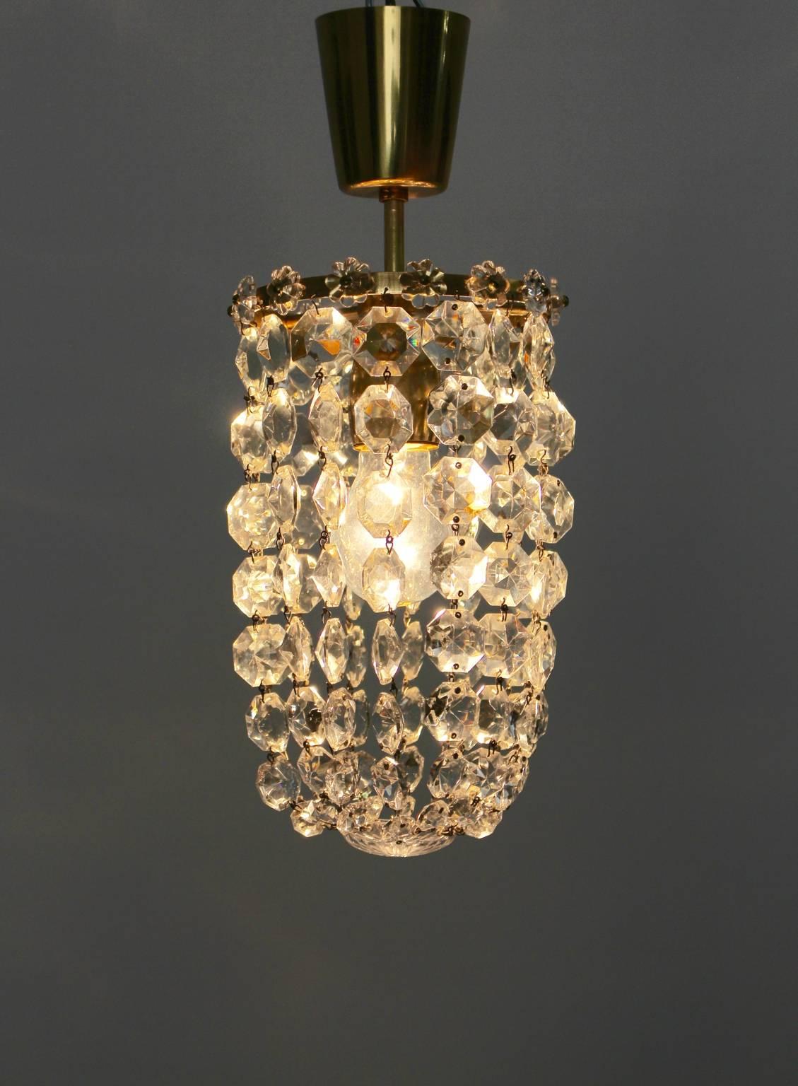 Mid Century Modern Crystal Glass Chandelier by Bakalowits & Soehne Vienna, 1950s For Sale 1