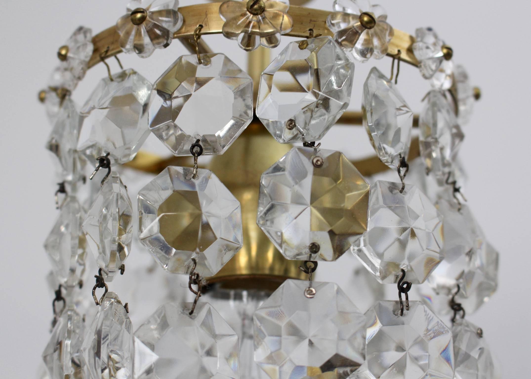 Mid Century Modern Crystal Glass Chandelier by Bakalowits & Soehne Vienna, 1950s For Sale 2