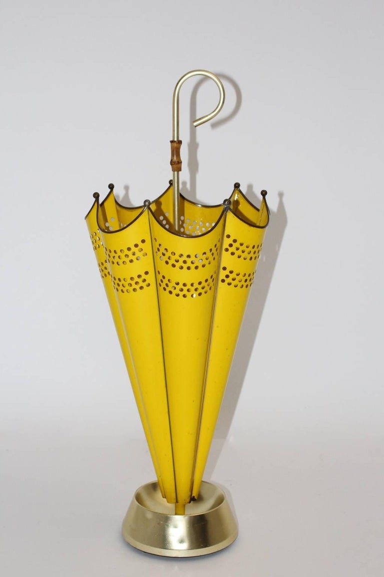 Mid Century Modern Vintage Yellow Umbrella Stand, 1950s, Italy For Sale at 1stDibs