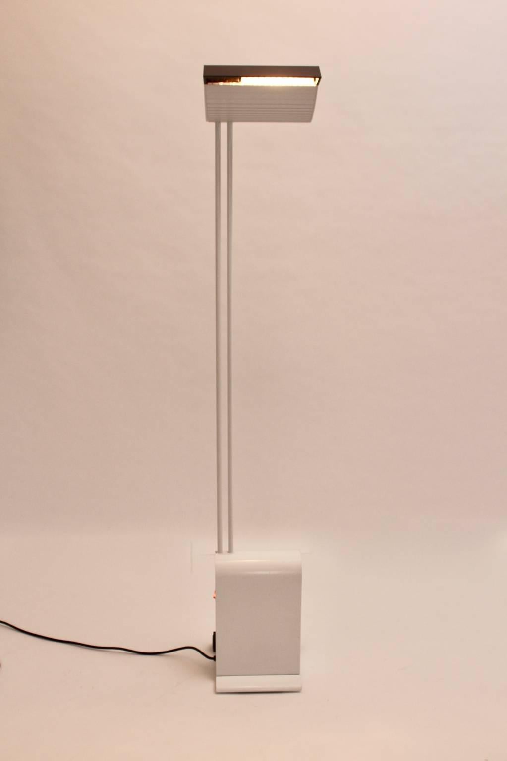 Late 20th Century Modernist Vintage White Metal Floor Lamp by Hartmut Engel, 1985 For Sale