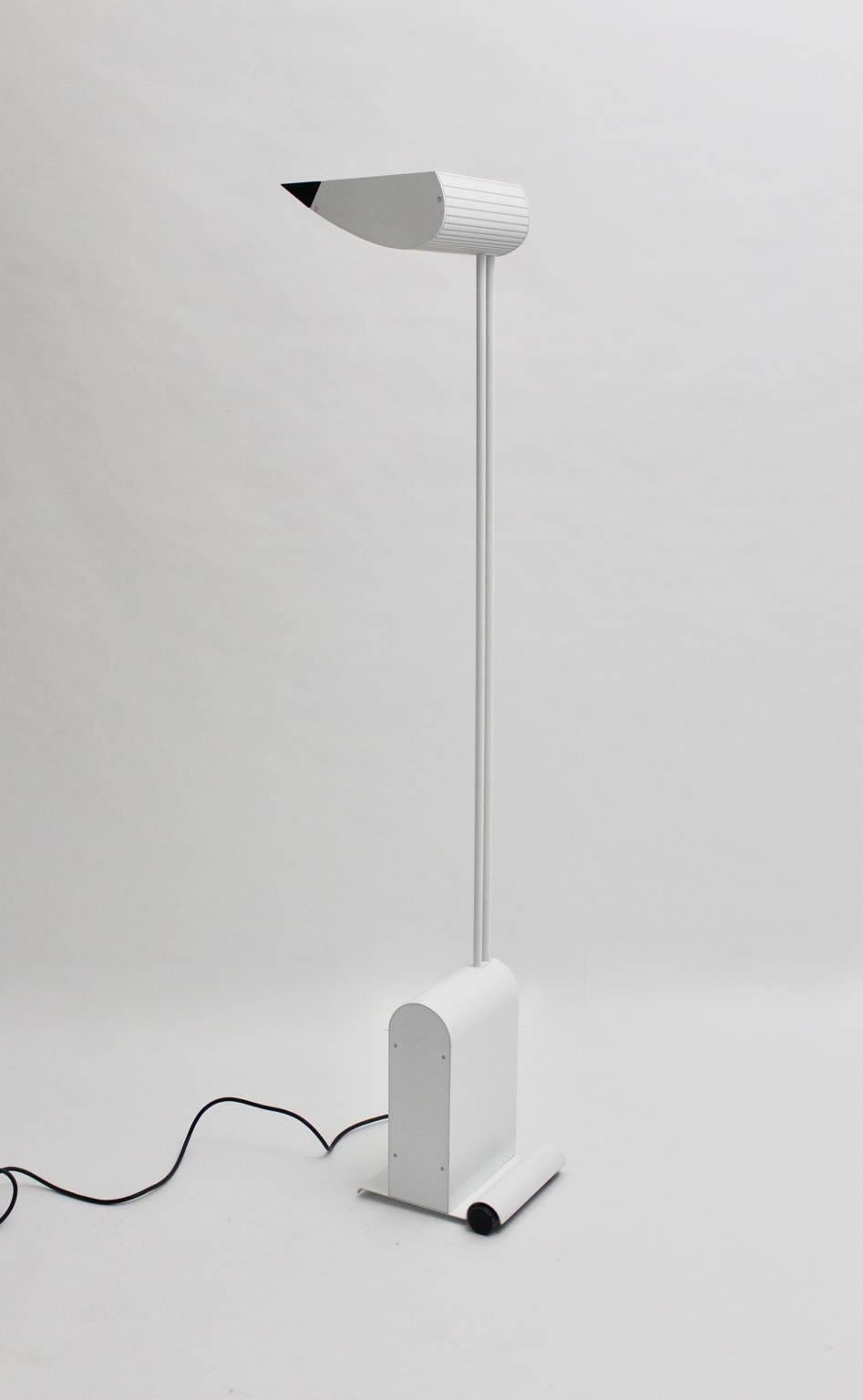 Modernist Vintage White Metal Floor Lamp by Hartmut Engel, 1985 For Sale 1