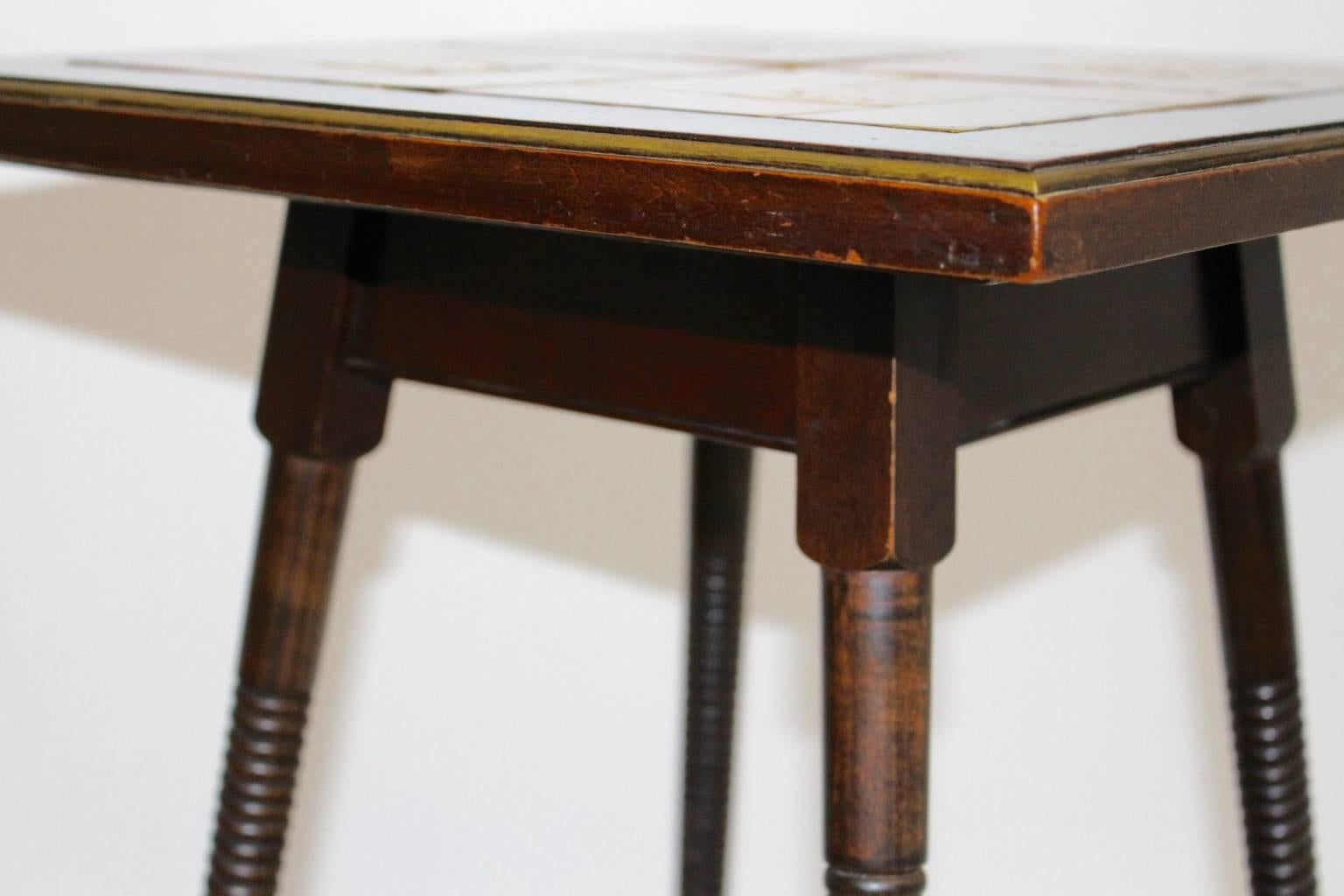 Austrian Art Deco Era Side Table, circa 1930 with Ceramic Tiles Used by Adolf Loos For Sale
