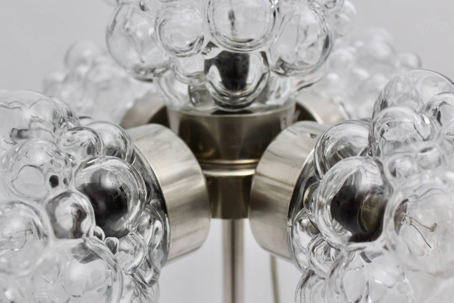 Space Age Vintage Stehlampe aus klarem Blasenglas, Space Age, 1970er Jahre (Metall) im Angebot
