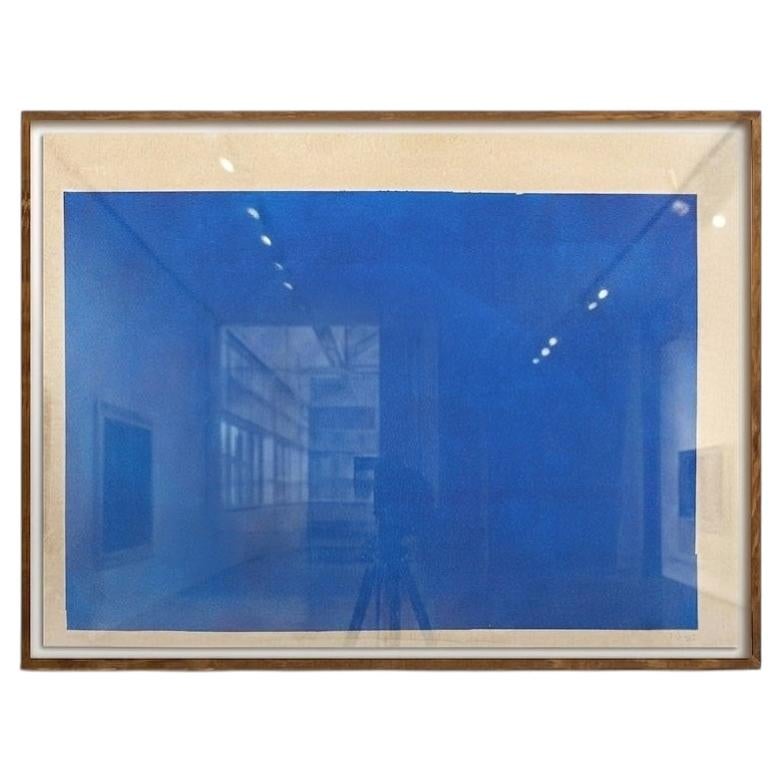 'Three Layers of Blue' Original Modernist Abstract Artwork, 23 x 18 in