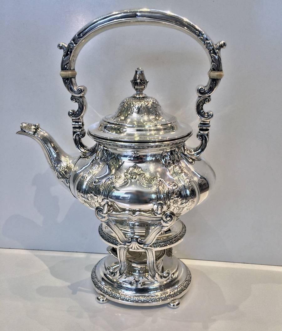 sterling silver tea set with tray
