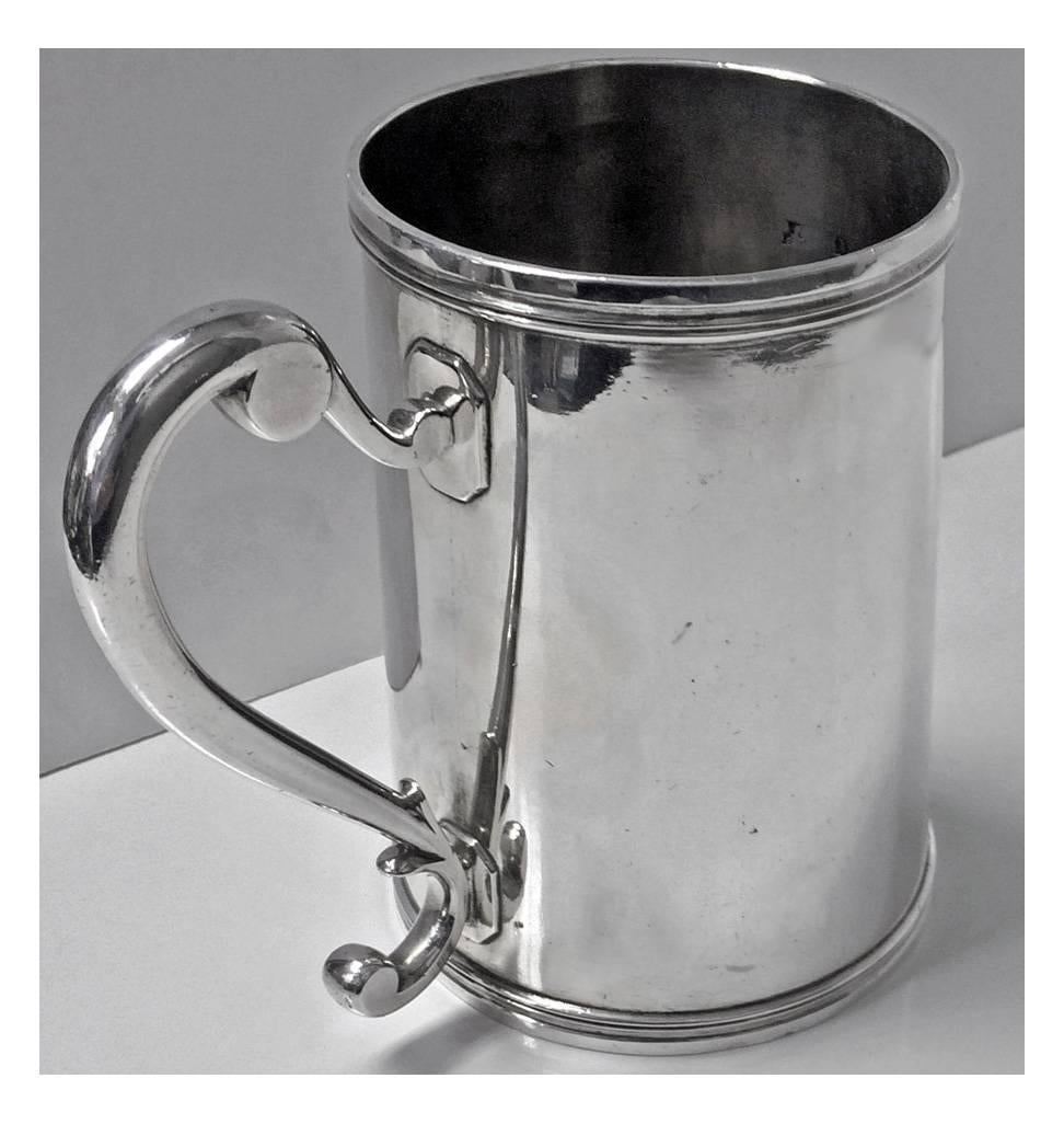 Rare Silver Mug, 18th Century Canadian or French Provincial, Makerâs Mark F.C In Excellent Condition In Toronto, Ontario