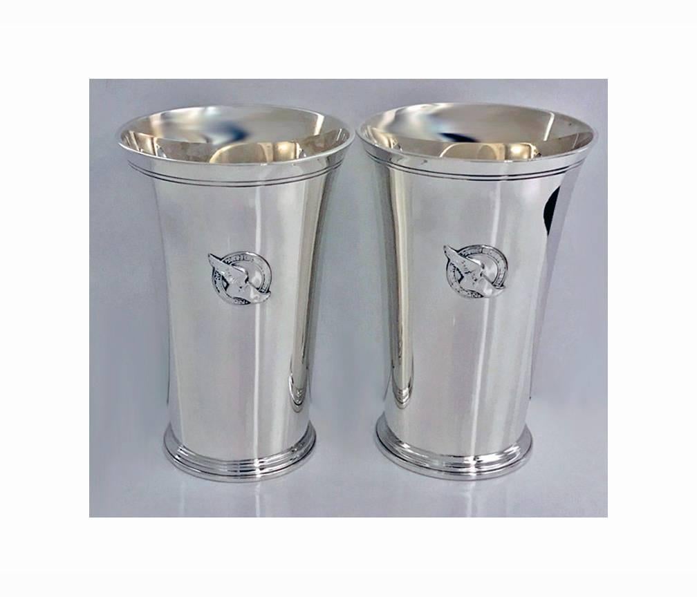 American Pair of Tiffany Sterling Mint Julip Cups New York Athletic Club, circa 1937