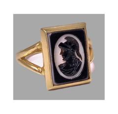 Bague ancienne en pierre dure 14 carats en taille-douce, c. 1900