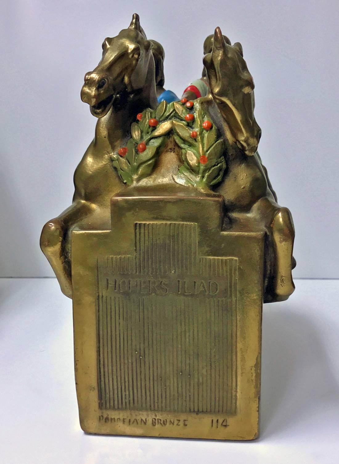 20th Century Large Pair of Bronze Clad Equestrian Bookends by Pompeian Bronze, circa 1920