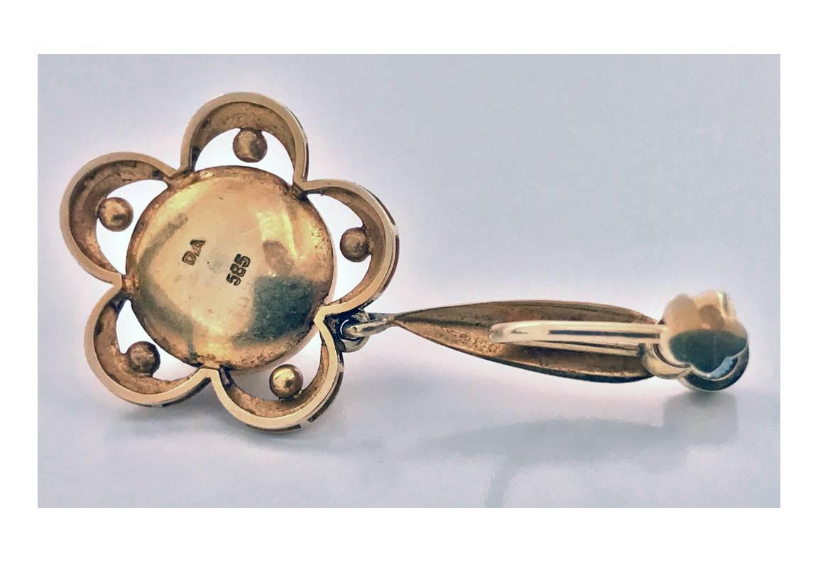 Rare David Andersen Gold Pearl Sapphire Necklace, Brooch and Earrings 3