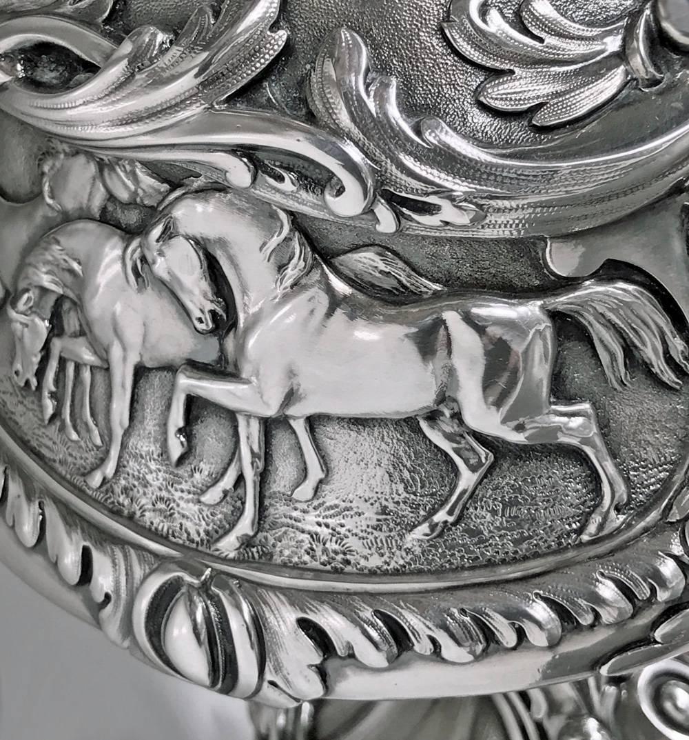 19th Century Important Design Silver Equine Wine Ewer Jug, Edward & John Barnard, London 1864