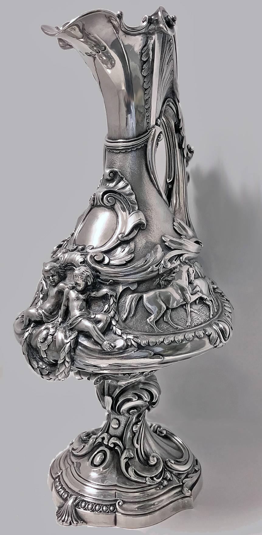 Important Design Silver Equine Wine Ewer Jug, Edward & John Barnard, London 1864 In Excellent Condition In Toronto, Ontario