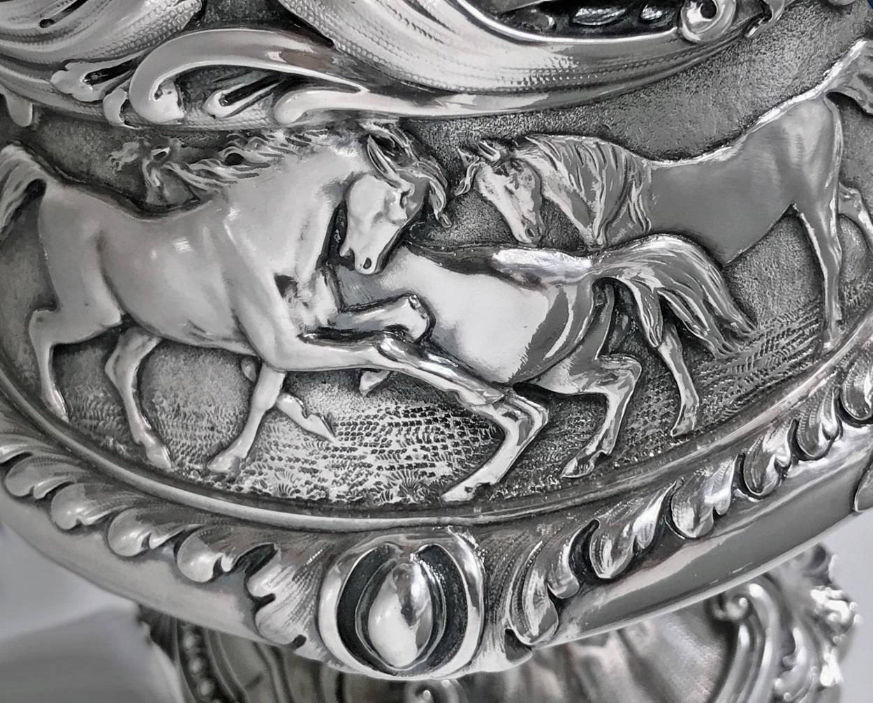 Sterling Silver Important Design Silver Equine Wine Ewer Jug, Edward & John Barnard, London 1864