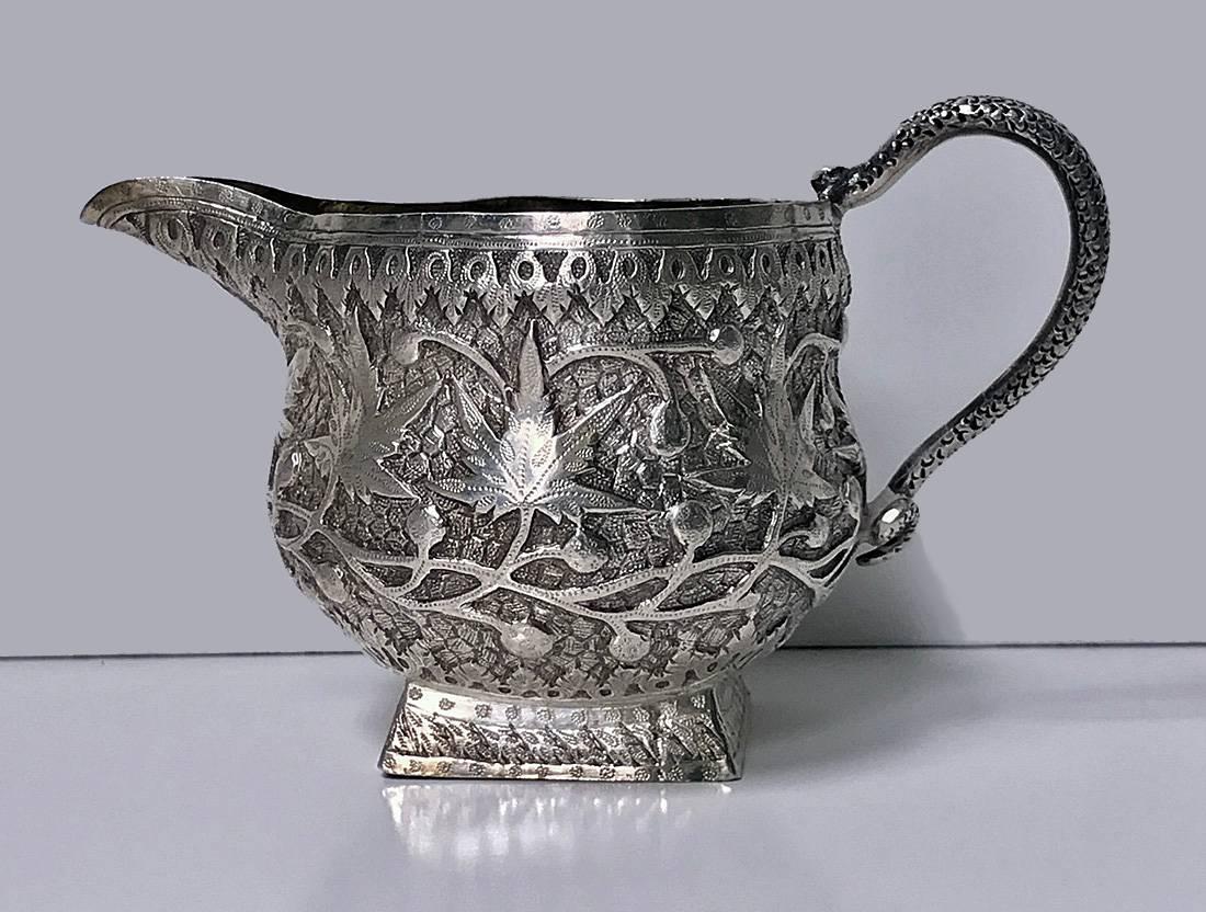 Antique Kashmir India Silver Tea Set Srinagar, circa 1910 1