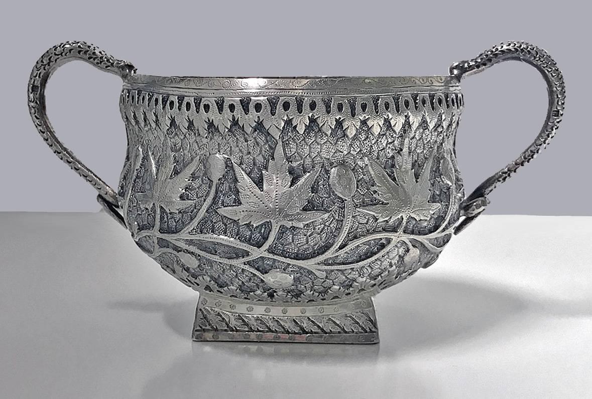 Antique Kashmir India Silver Tea Set Srinagar, circa 1910 2
