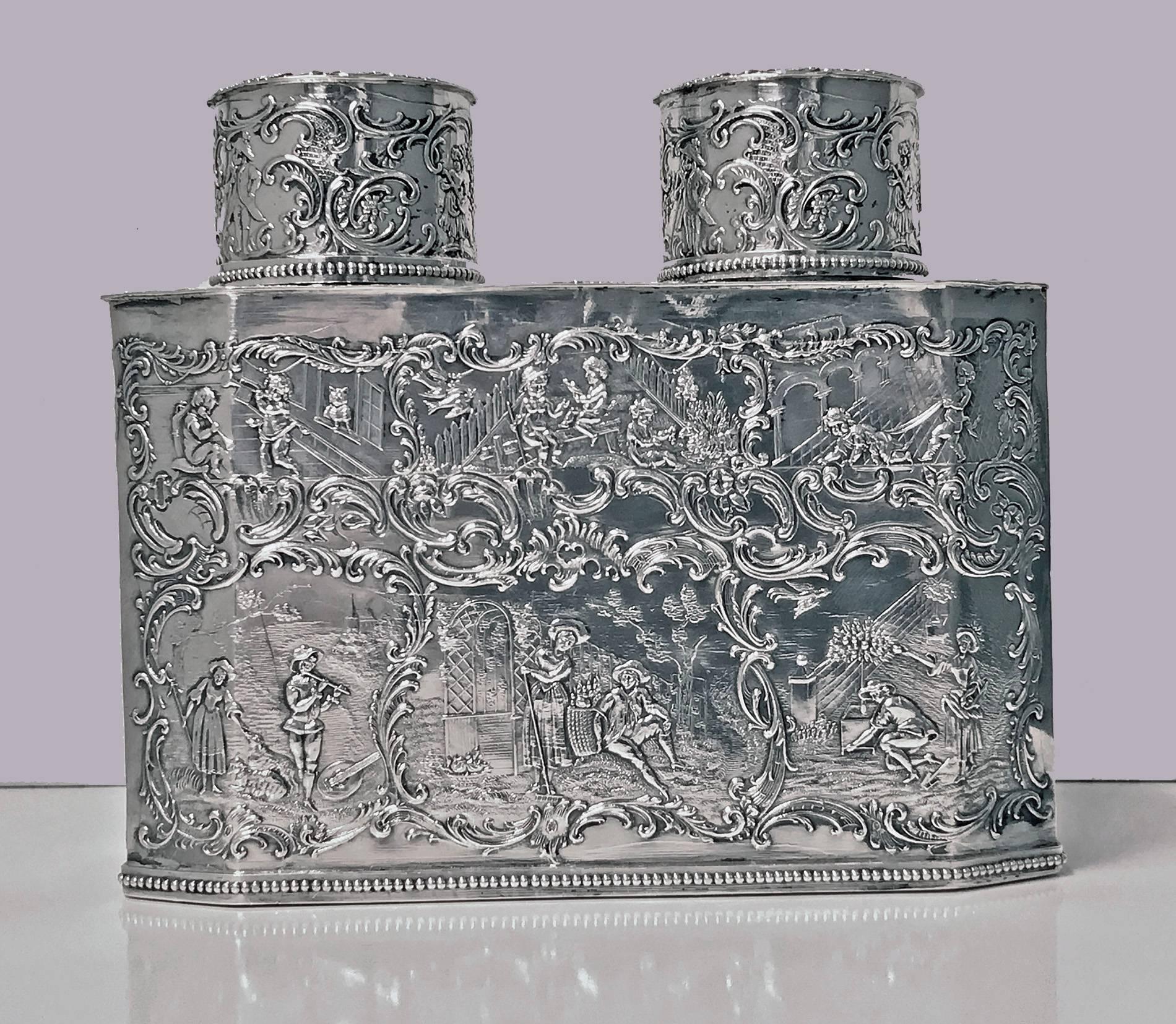 Very Rare Silver Double Tea Caddy, Germany, circa 1890 3