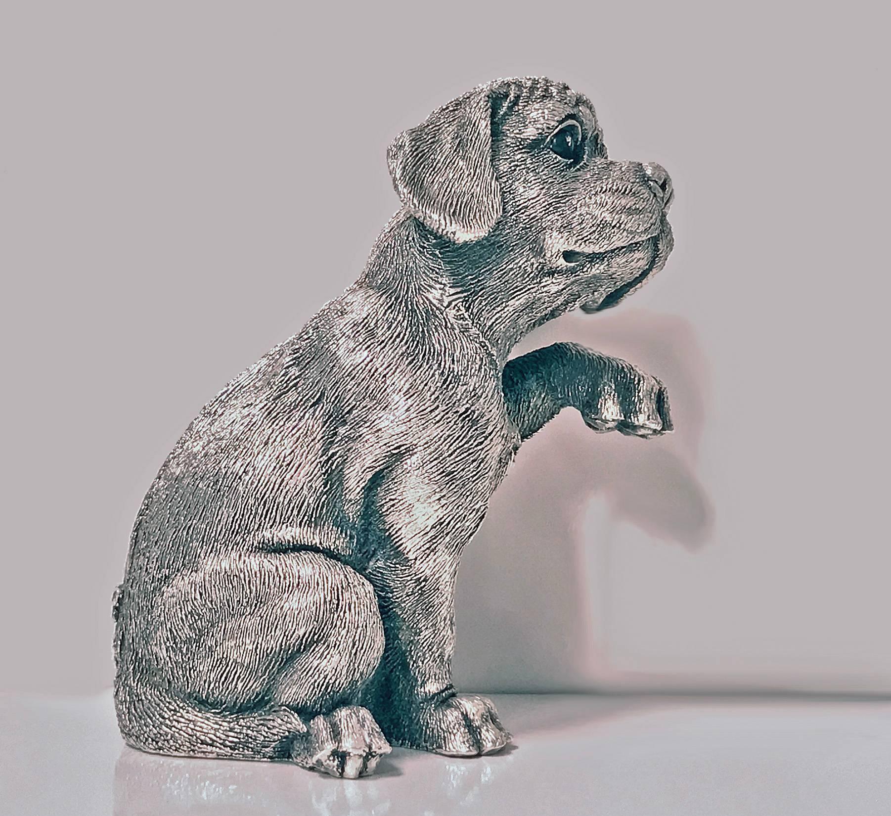 Sterling Statue Sculpture of Spaniel Dog, 20th Century In Good Condition In Toronto, Ontario