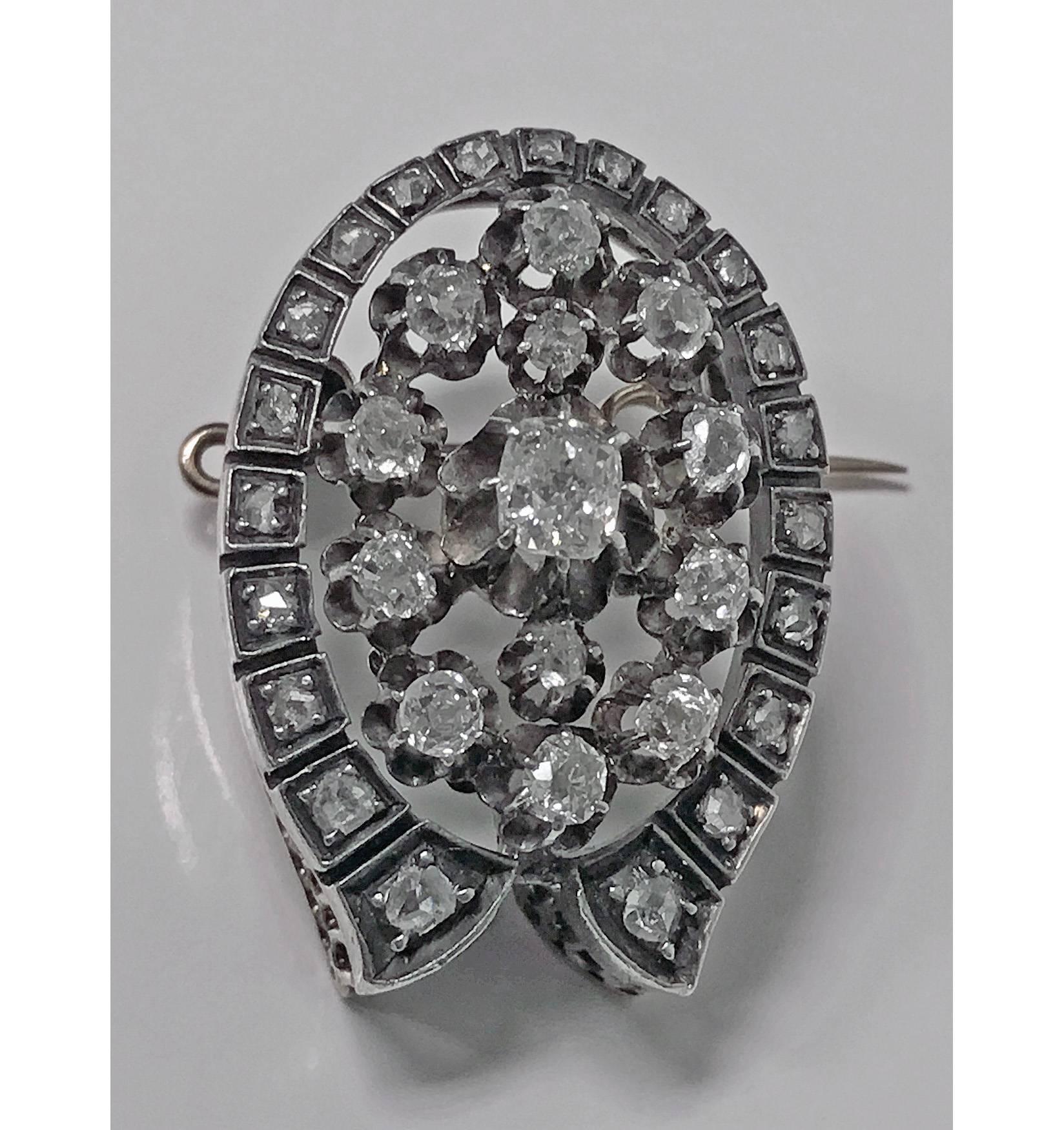 French 19th Century Diamond Brooch Pendant, circa 1870 In Good Condition In Toronto, Ontario