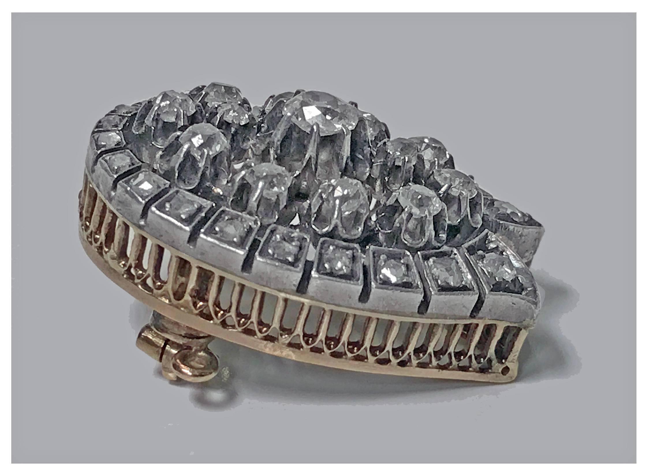 French 19th Century Diamond Brooch Pendant, circa 1870 1