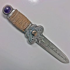 Rare Heavy Sterling Amethyst Letter Opener Sword, circa 1910