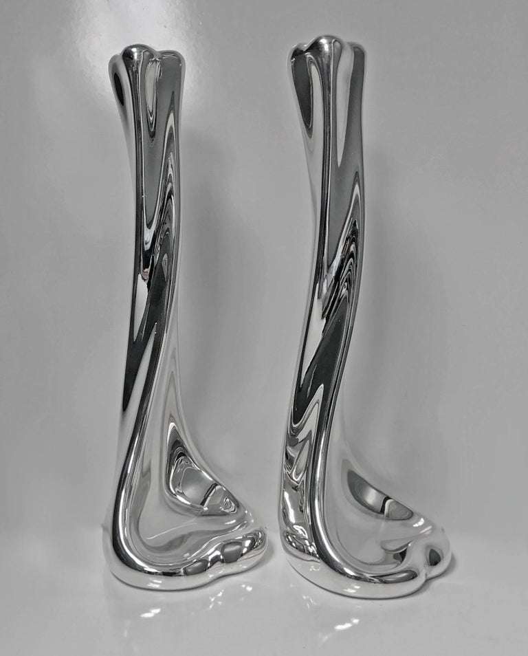 Pair of Tiffany Sterling Elsa Perreti Design Sterling Bone Candlesticks