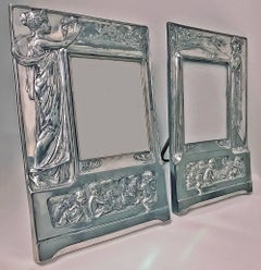 Pair of Art Nouveau Large Silver Plate Photograph Frames, Germany, circa 1900