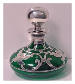 Art Nouveau Sterling Overlay Perfume Bottle, circa 1900