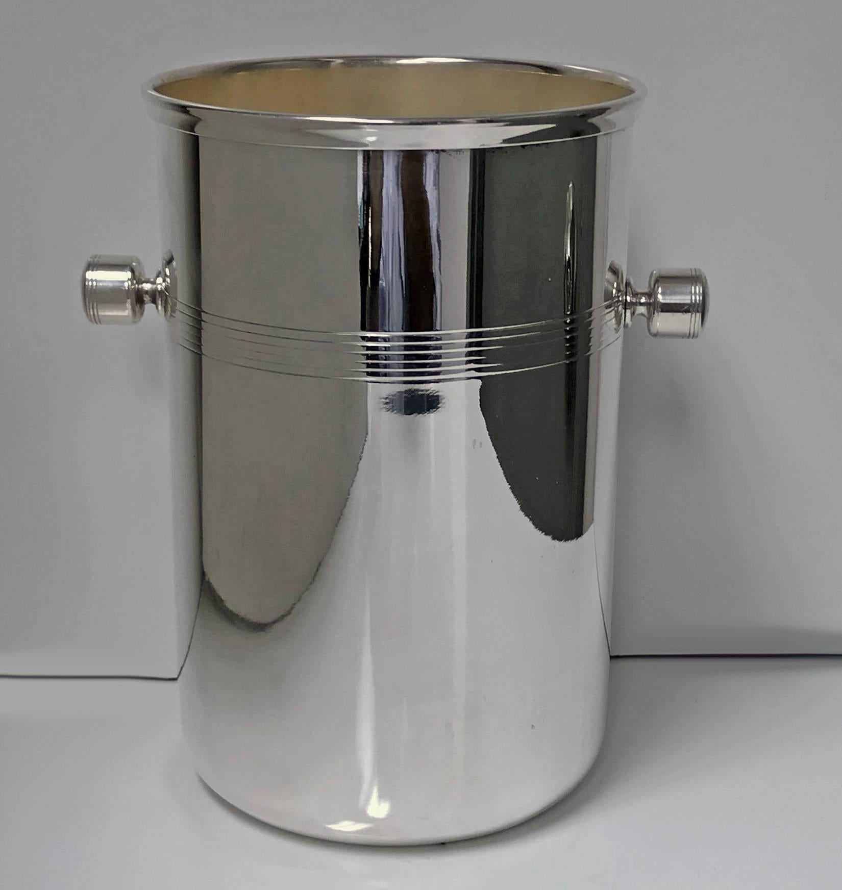 French Art Deco Silver Plate Cooler, St Hilaire, circa 1930 In Good Condition In Toronto, Ontario