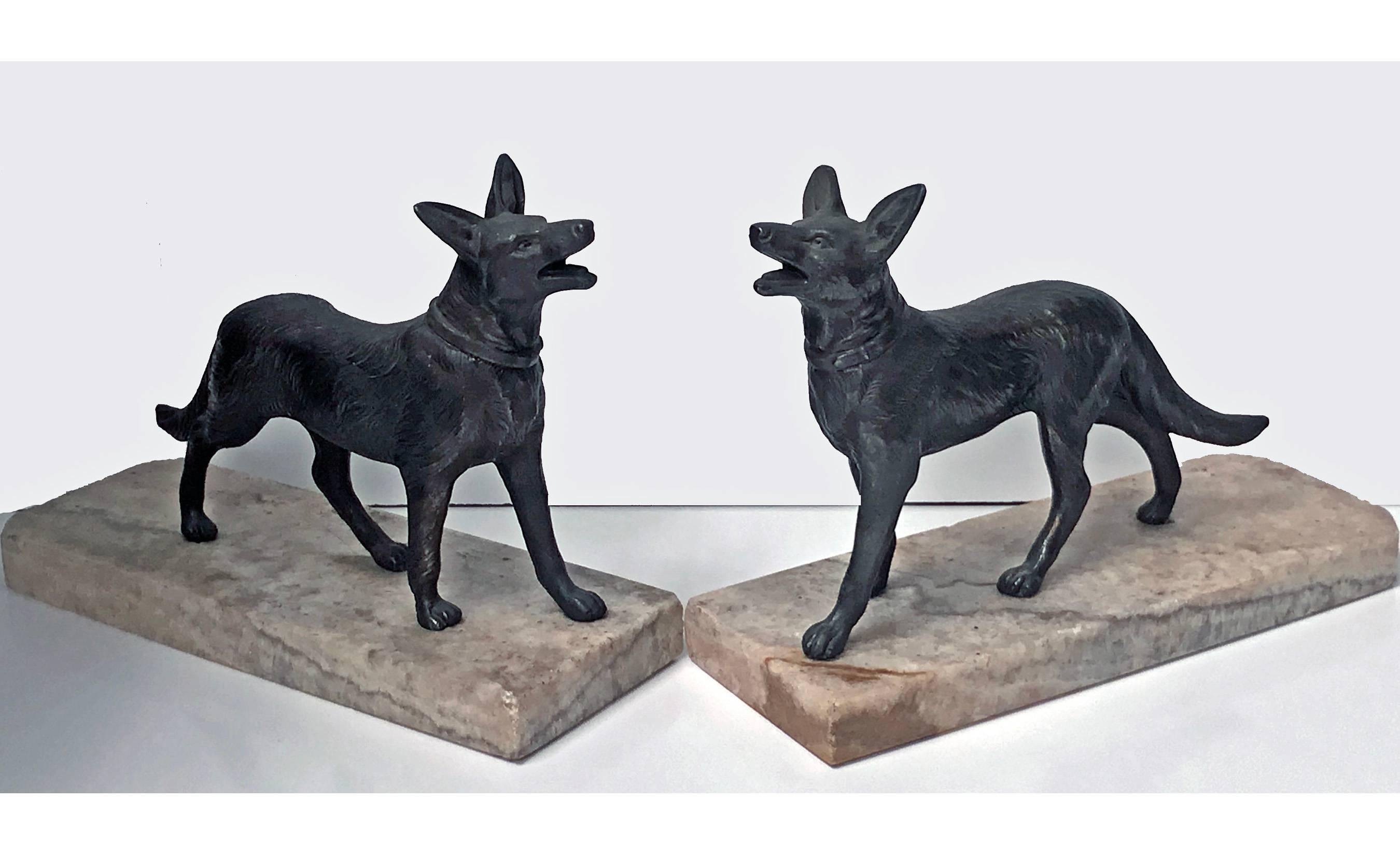 20th Century Pair of Art Deco Bronze Dog Bookends, France, circa 1930