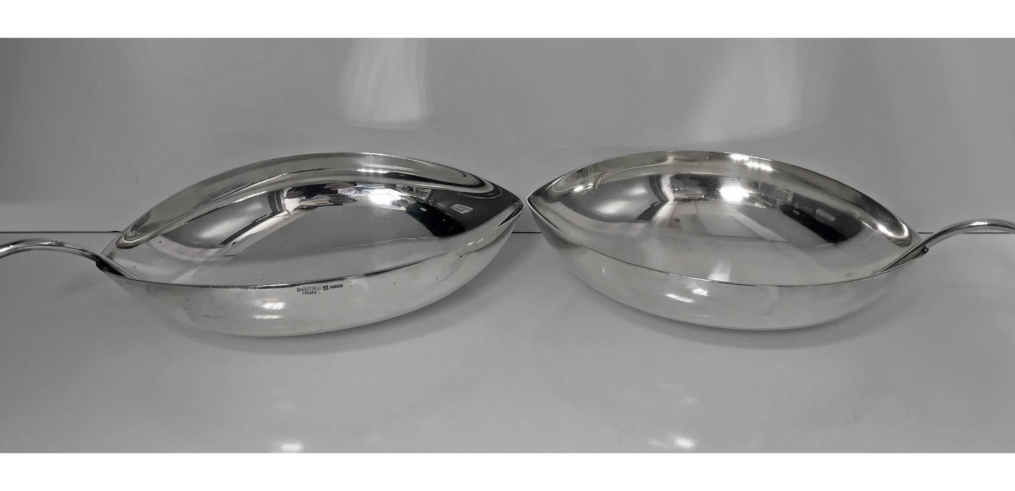 Pair of Christofle Leaf Bowls, circa 1960 In Good Condition In Toronto, Ontario