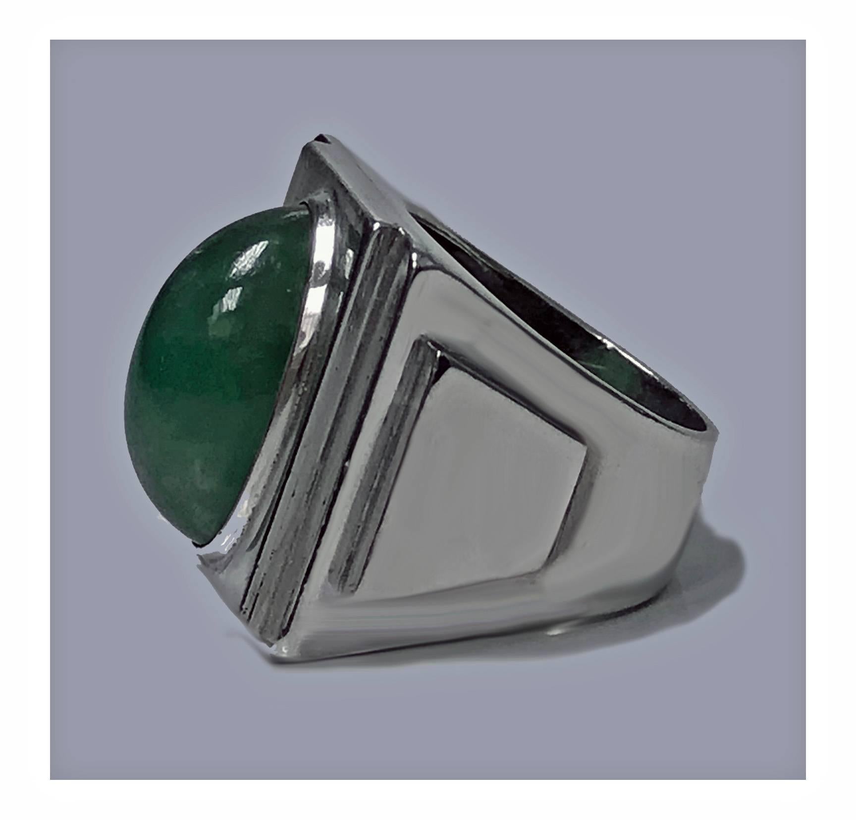 Silver Bold Striking Art Deco Architectural Design Ring, French Import Mark, circa 1920