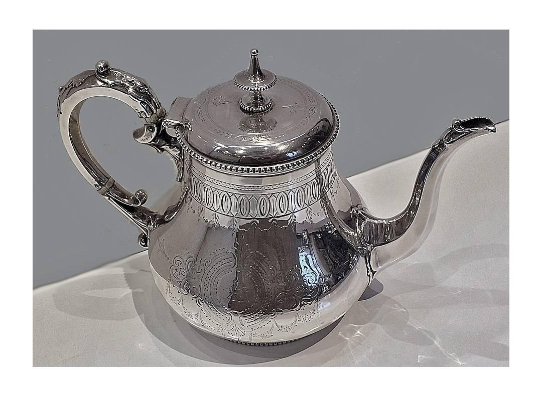 19th Century Antique English Silver Tea and Coffee Service and Tray