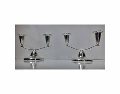 Elkington Modernism Sterling Silver Candelabra Candlesticks