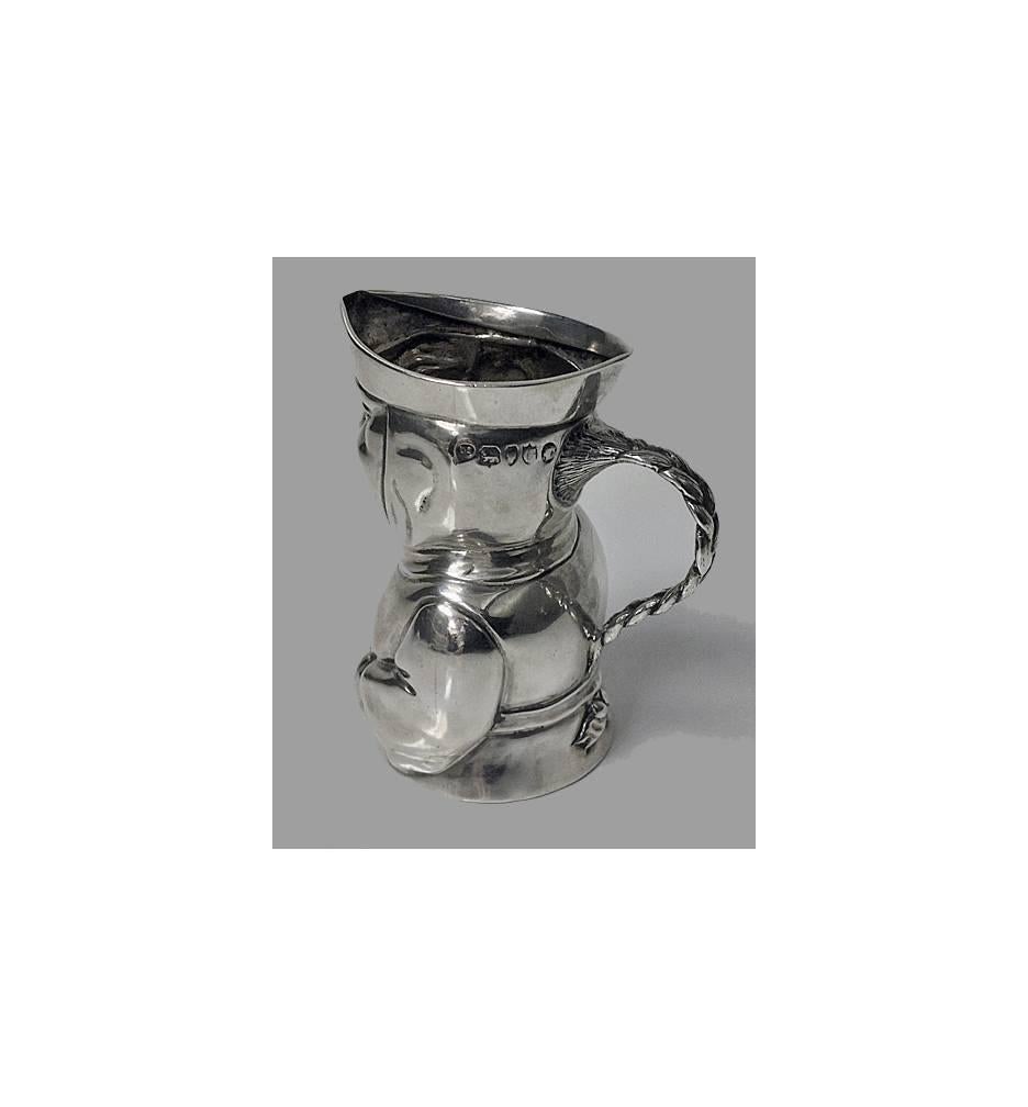 Novelty Sterling Silver Toby Cream Jug London 1882 Thos Smiley In Good Condition In Toronto, Ontario