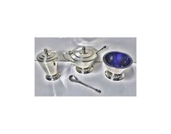 Art Deco English Silver Condiment Set, Birmingham 1947, Thomas Ducrow