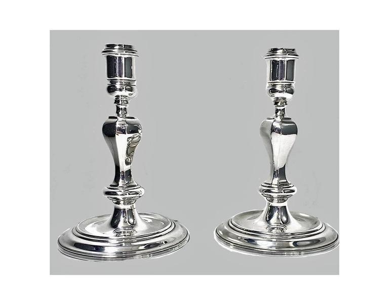 Queen Anne Style Sterling Candelabra Candlesticks, London, 1956, Harrods at 1stDibs