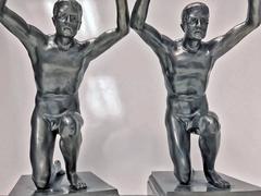 Pair of Art Deco Nude Bookends, France, circa 1930