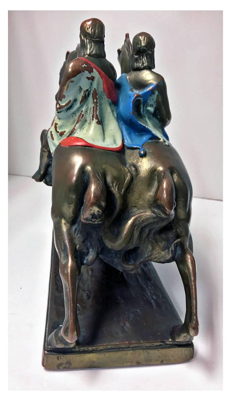 Large Pair of Bronze Clad Equestrian Bookends by Pompeian Bronze, circa 1920 1