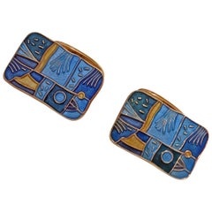 David Andersen Enamel Spring Cufflinks, Norway, circa 1959