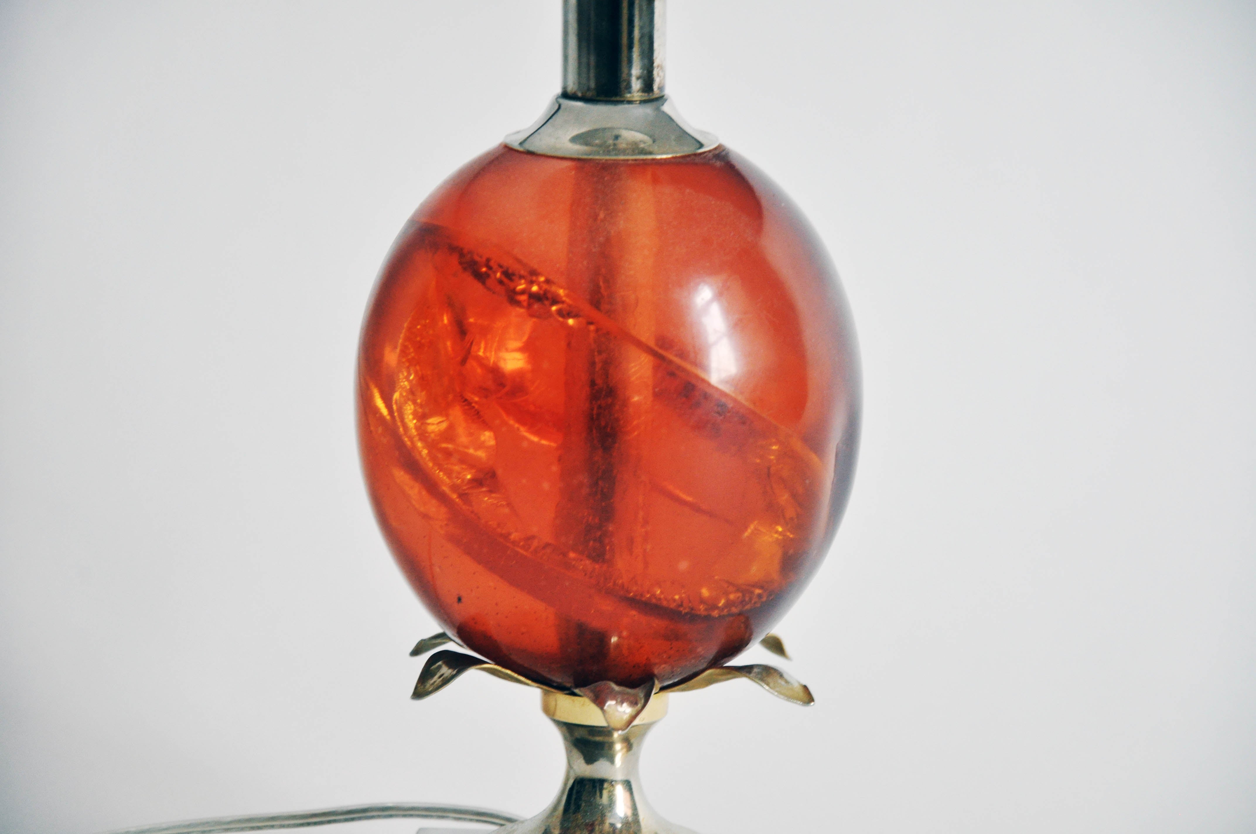 Maison Charles Lamp with Coral Fractal Resin Egg In Excellent Condition In Chicago, IL