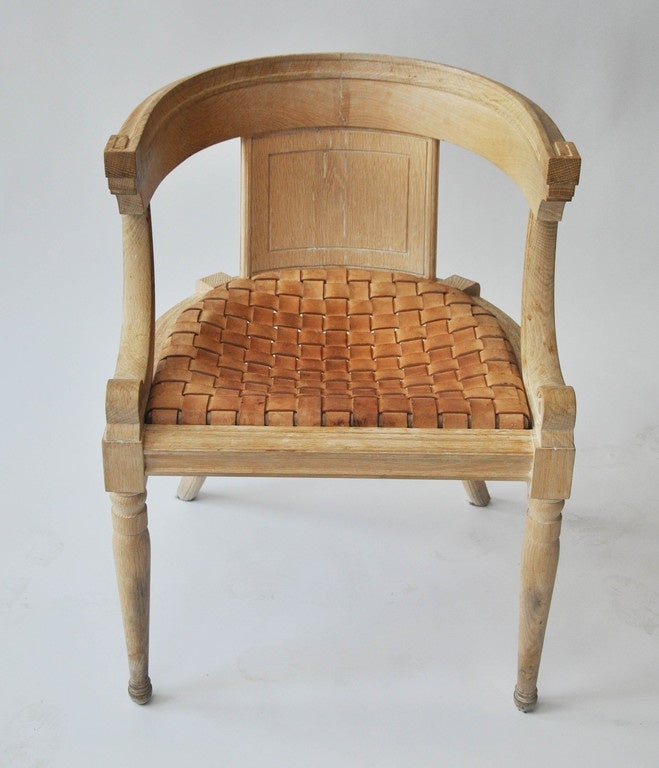 Two Dogwood Dining Chairs with Saddle Leather Seats