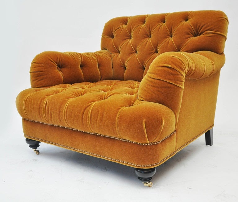 Unique Mohair Tufted Club Chair by John Boone In Excellent Condition In Chicago, IL