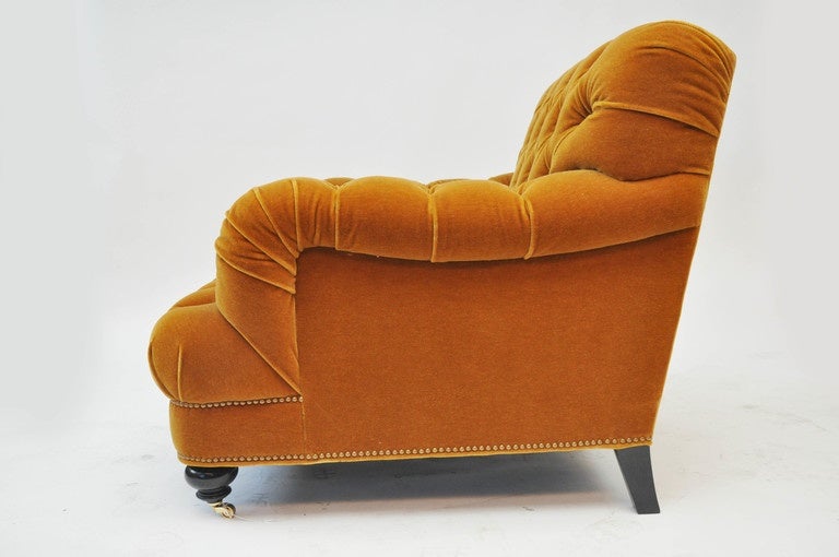 Contemporary Unique Mohair Tufted Club Chair by John Boone